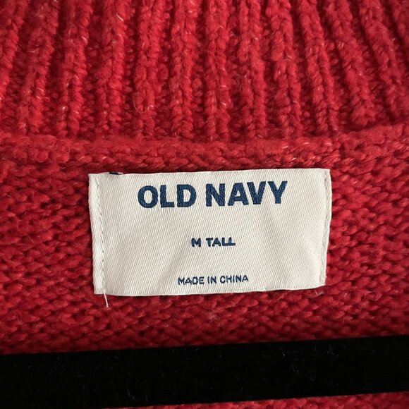 Old Navy Women M TALL Red Heart Graphic Knit V-Neck Slouchy Cardigan Sweater - Picture 10 of 12